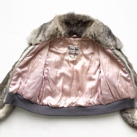 Richard Mann vintage fur bomber jacket VGUC Kids 6Y - Picture 5 of 6